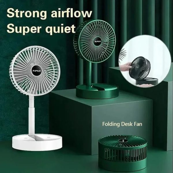 Rechargeable – Portable Telescopic Folding Fan Table Desk Fan | 3 Speeds Adjustable Height Fan (random Color)