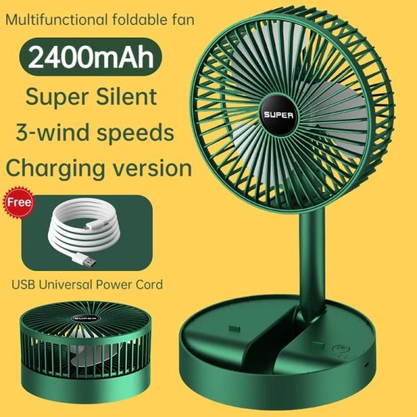 Rechargeable – Portable Telescopic Folding Fan Table Desk Fan | 3 Speeds Adjustable Height Fan (random Color)