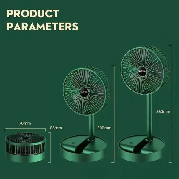 Rechargeable – Portable Telescopic Folding Fan Table Desk Fan | 3 Speeds Adjustable Height Fan (random Color)