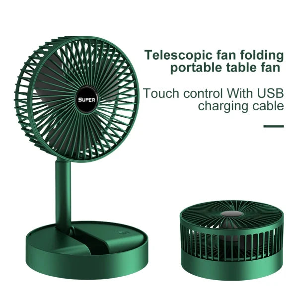 Rechargeable – Portable Telescopic Folding Fan Table Desk Fan | 3 Speeds Adjustable Height Fan (random Color)